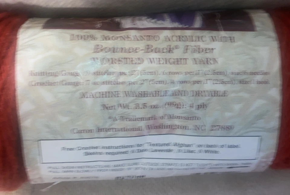 HILO CAN DAWN SAYELLE rojo otoño 0441 3,5 OZ Worsted vintage hecho en EE. UU. Foto 3 de 4
