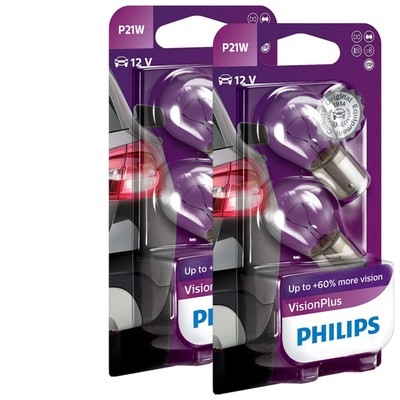 2x PHILIPS VISIONPLUS GL�HBIRNEN BLINKER BREMSLICHT SCHLUSSLEUCHTE 12V 21W BA15s