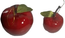 Set of 2 Apple Tree Ornaments One 3 inches High And Other 2 inches High.