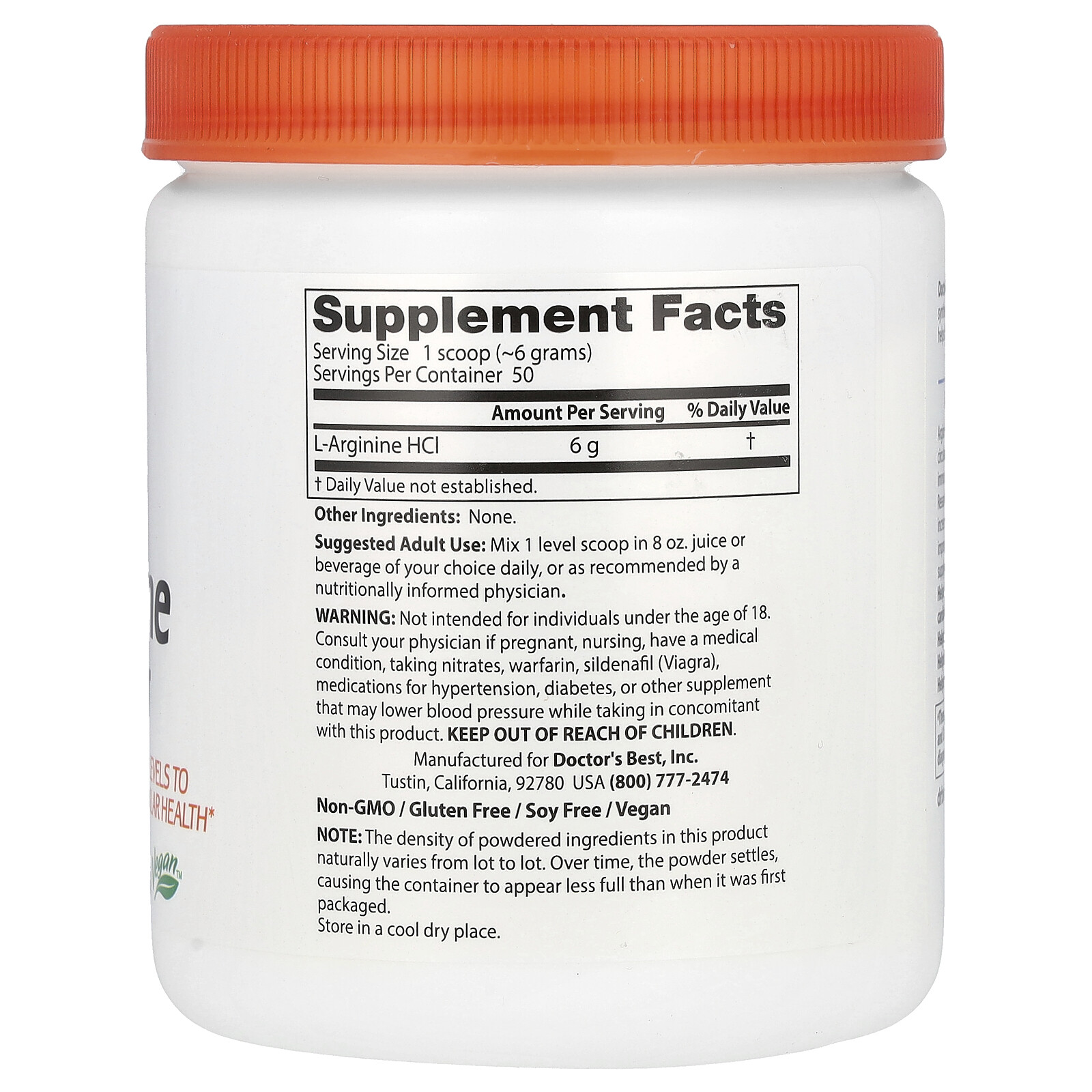 Doctor s Best LArginine Powder 10 6 oz 300 g GlutenFree , Vegan