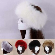 Winter Thick Fluffy Faux Fur Headband Women Ski Hats Ear Warmer Hairband Russian