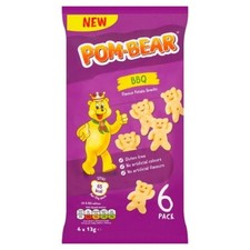 4 X (6x13g) - 24 Bags - Multipacks Pom Bear Bbq Crisps - Multipack - Fast