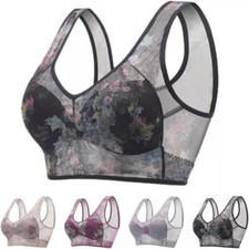 Women New Ice Silk Lace Cooling Comfort Bra Buttonless Comfortable Bras UK