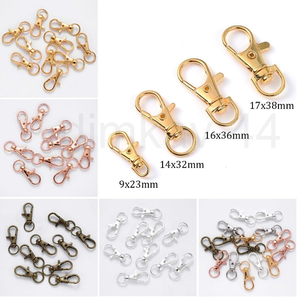 10pcs/Lot Lobster Clasp Hooks Swivel Plated Key Ring Clasps Jewelry Finding  DIY