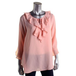 blush ruffle blouse