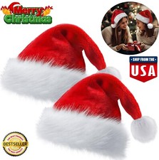 4 Premium Christmas Santa Claus Hat Cosplay Costume Adults/ Kids Plush Xmas Cap