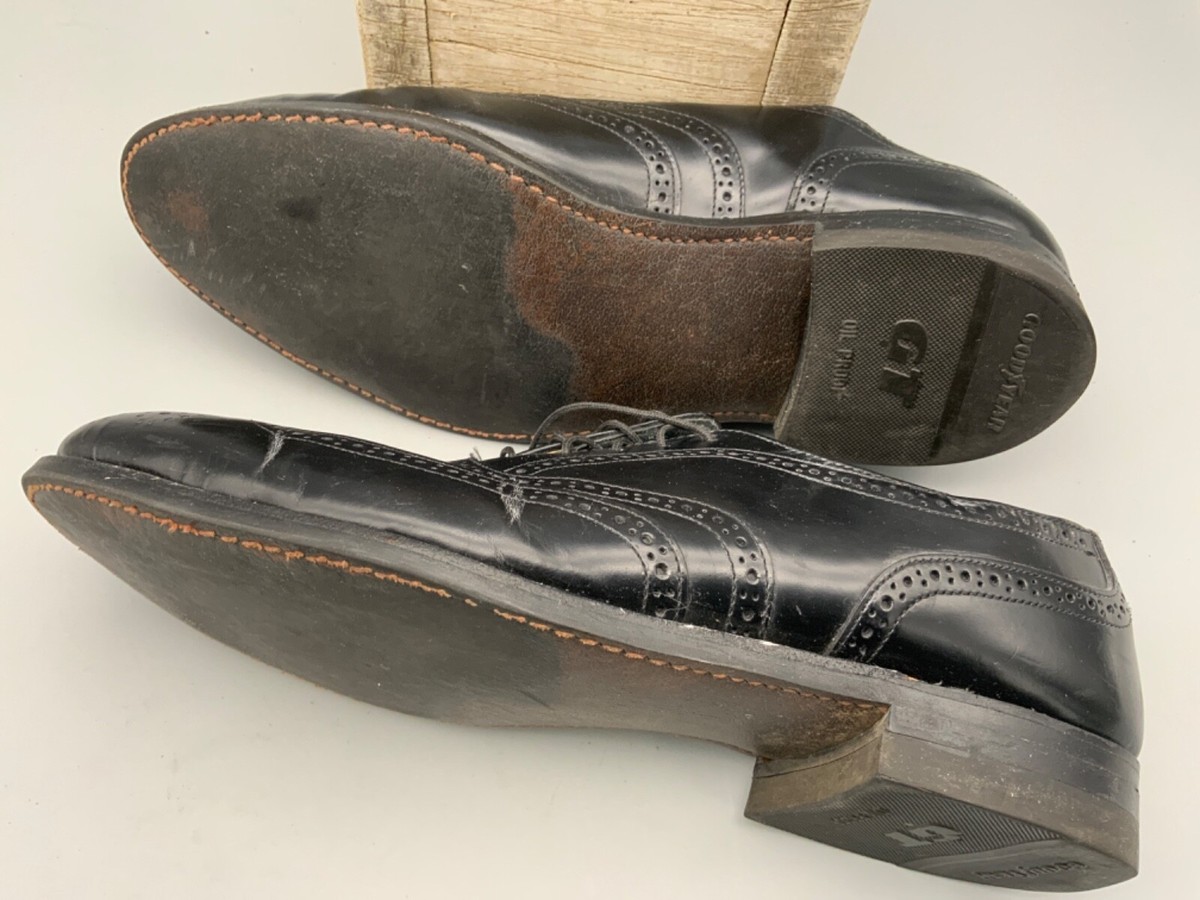vintage Good Year GT Oil Proof Mens All Leather Dress Shoes Size … VTG GoodYear GT Oil Proof Black Oxford Wingtip Leather Dress  main image 3