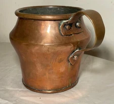 antique 19th century handmade dovetailed thick copper measure bean pot jug
