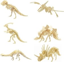 3D Wooden Dinosaur Puzzle - 6 Piece Set Wood Skeleton Model Puzzle...