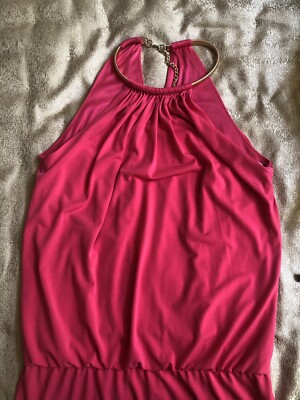 Jessica Simpson Hot Pink Halter Dress w/ Gold Tone Necklace Sz: 4 New With Tags | eBay Jessica Simpson Hot Pink Halter Dress w/ Gold Tone Necklace Sz: 4 New With Tags | eBay