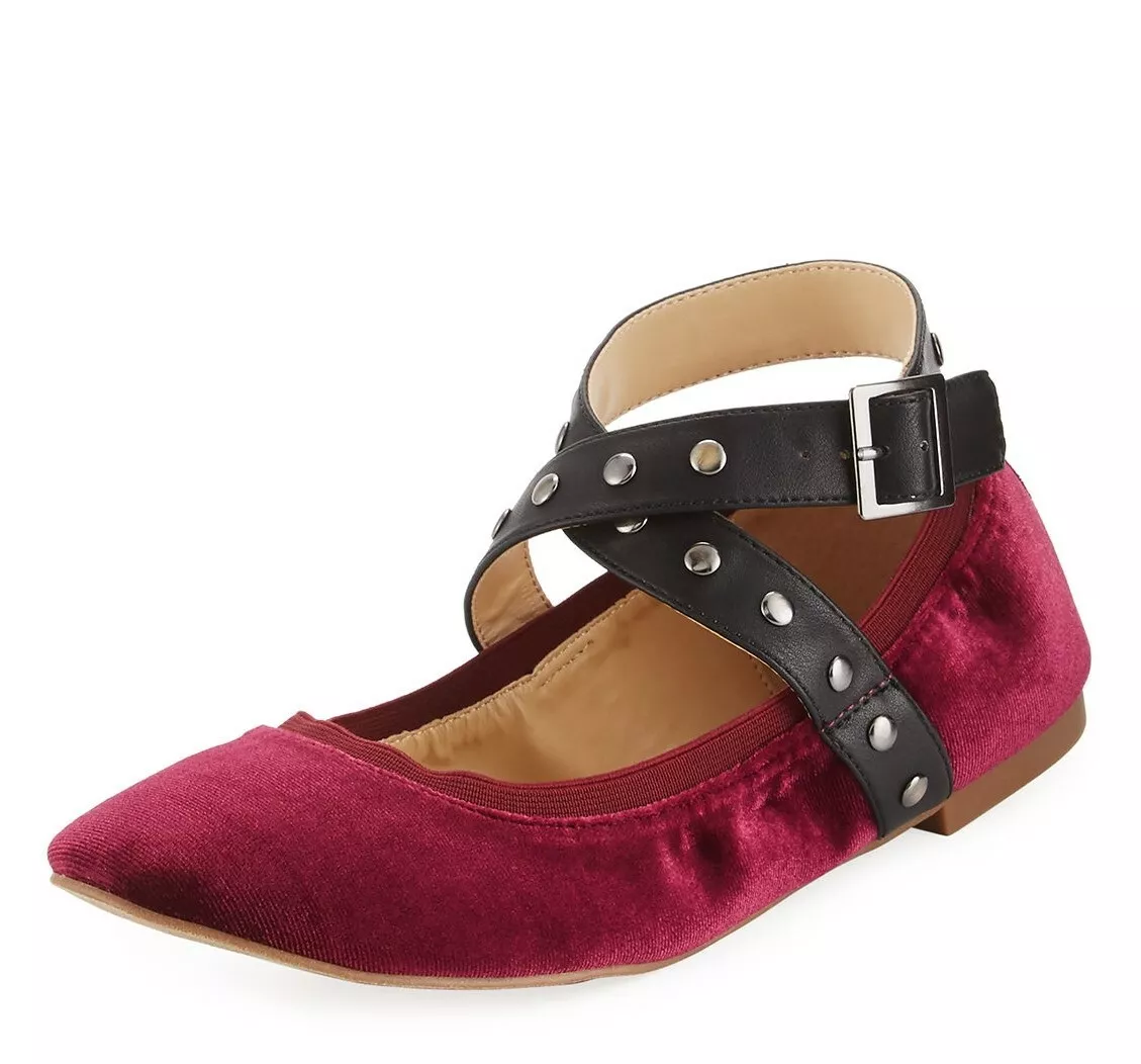 Velvet ankle cheap strap flats