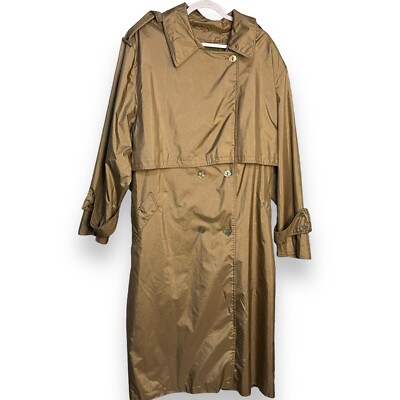 R.Z.R. Weatherwise Trench Coat Women's XL Golden Brown Belted VTG Pockets Grunge