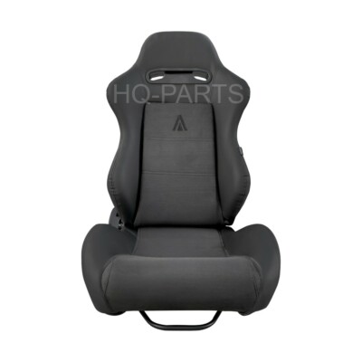 2 X TANAKA BLACK PVC LEATHER & BLACK SUEDE RACING SEATS RECLINABLE