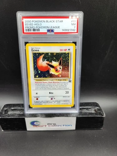 2000 POKEMON BLACK STAR PROMO EEVEE HOLO POKEMON LEAGUE #11 PSA 7
