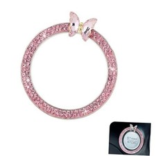 Bling Car Engine Start Stop Decoration Ring, Sparkling Butterfly Car Pink