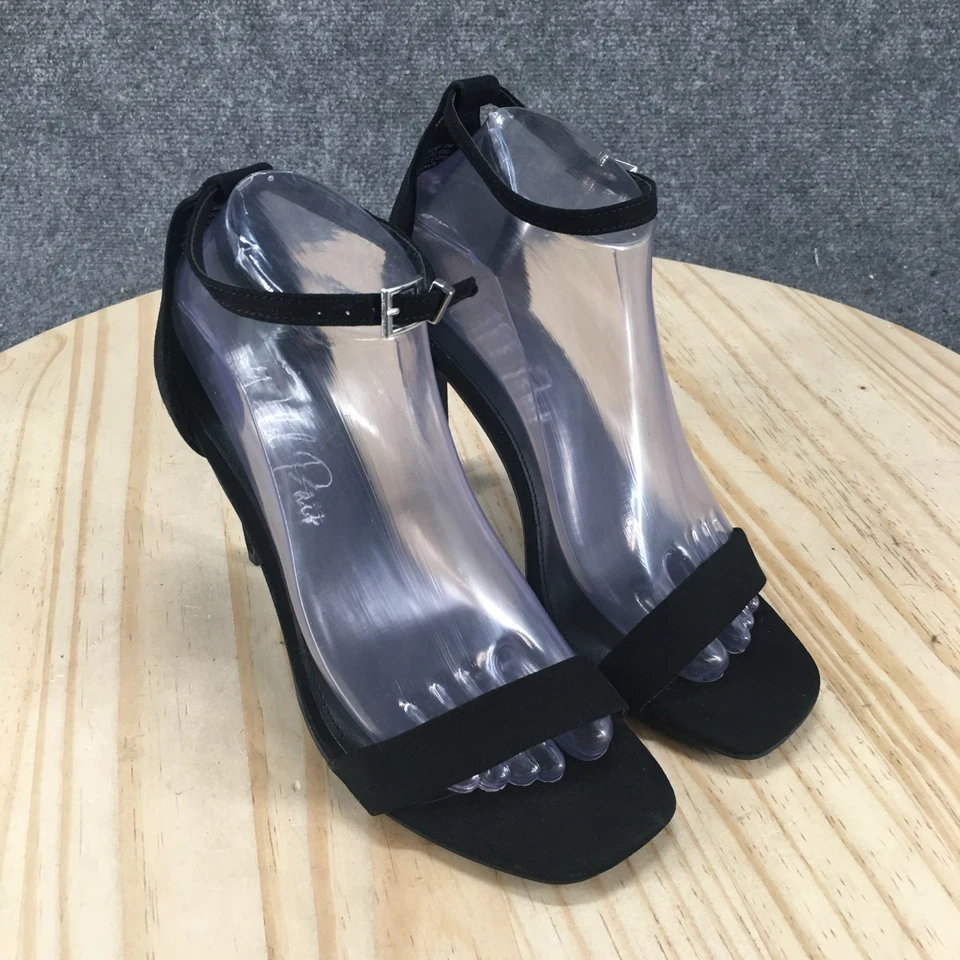 NEW Wild Pair Heels Womens 8 M Bethief Open Toe Buckle Ankle Strappy Black - Image 3 of 4