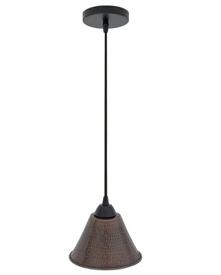 Premier Copper Hammered Oil Rubbed Bronze Mini 7-in Cone Pendant Light
