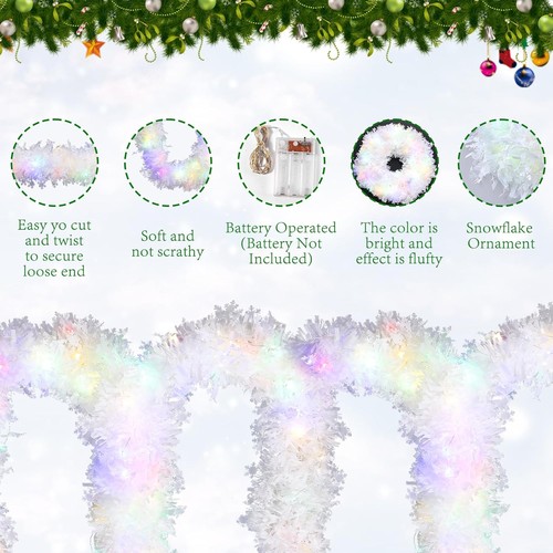 33 Feet Christmas Tinsel Garland with Garlands Glitter Twist Tree Wide & LIGHT - Picture 4 of 10