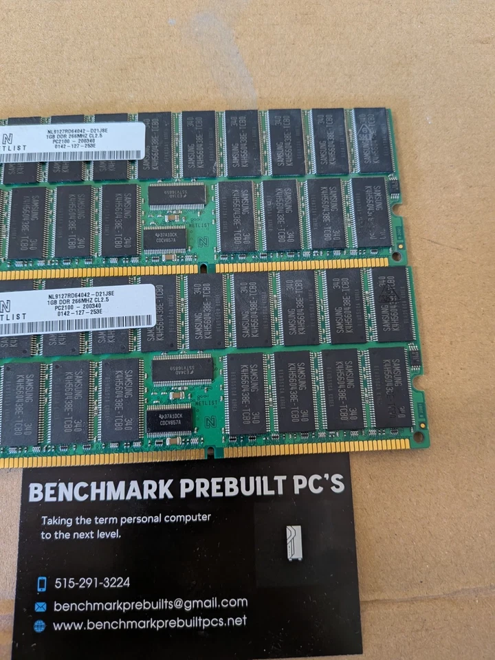 Set of 2 NetList 1GB DIMM Memory Module-NL9127RD64042-D21JSE PC2100 - Image 3 of 4