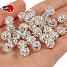 50pcs Rhinestone Beads Crystal Loose Spacer Round Jewelry Making 6mm 8mm 10mm