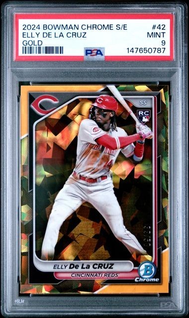 2024 BOWMAN CHROME SAPPHIRE ELLY DE LA CRUZ GOLD RC ROOKIE /50 #42 PSA 9 MINT