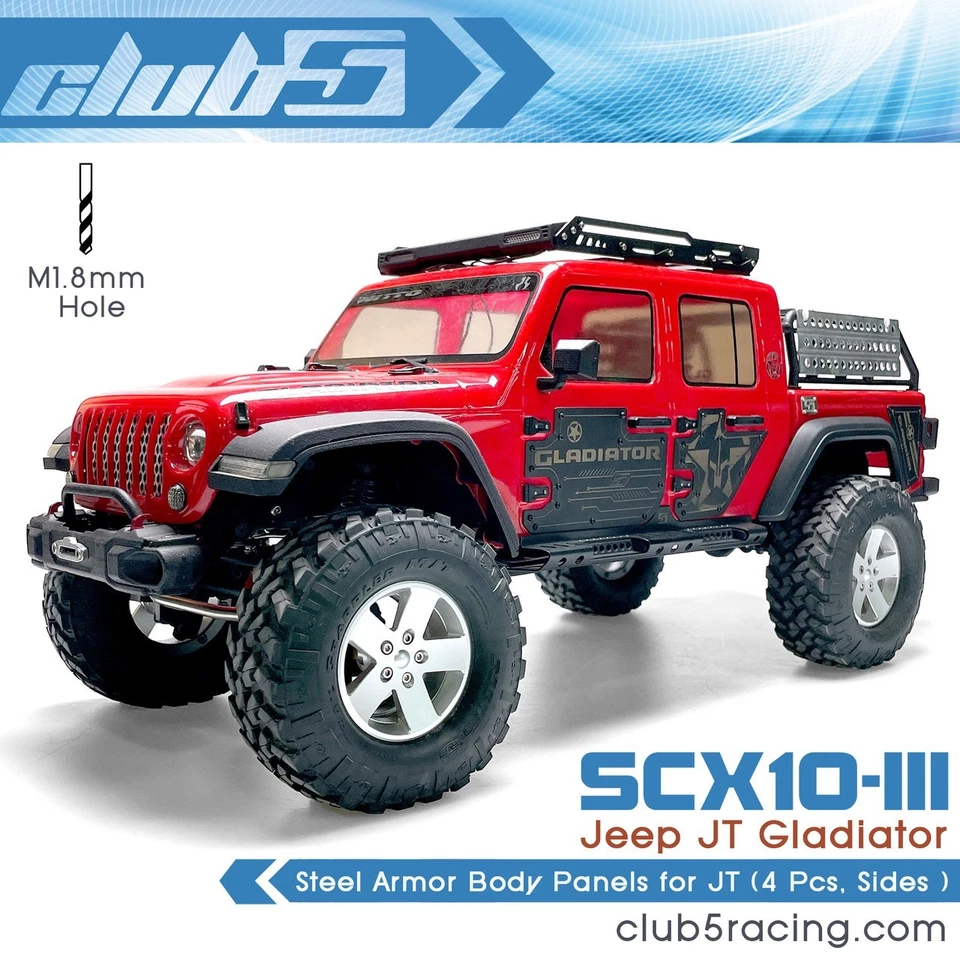 Steel Armor Panels ( Side Doors ) for SCX10 III Jeep JT Gladiator ( 4 pcs ) - Image 3 of 4