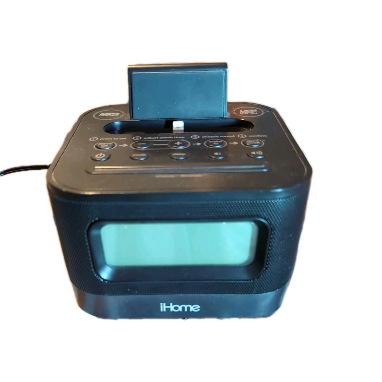 iHome HPL10 Clock Radio Ihome Black Digital Display With Charging Cord Included