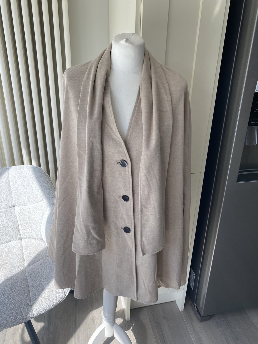 NWT ZARA BEIGE ECRU CREAM CAPE COAT JACKET SIZE M-L MEDIUM LARGE