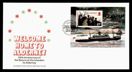 DR WHO 1995 ALDERNEY GUERNSEY FDC WWII ANIV CACHET S/S L1.65 w29699