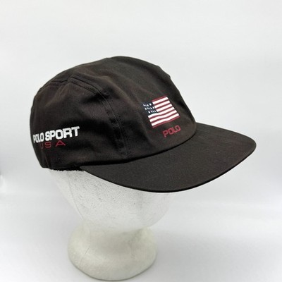 USA製 Polo Sport Ralph Lauren キャップ ブラック Vintage Polo Sport Ralph Lauren Flag Hat Made in USA Elastic Flag