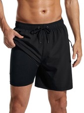 7 Inch Swim Trunks for Men Swimsuit with Compression Liner Bathing Suit Quick...