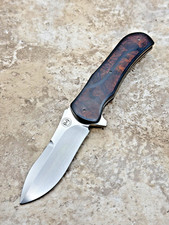 Andre van Heerden Custom Flipper Knife – Exotic Wood Inlay, IKBS Bearings – Mint