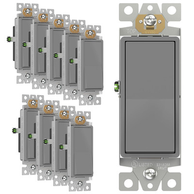 ENERLITES Decorator Paddle Rocker Light Switch, Gloss Finish, Single Pole, 3 Wir