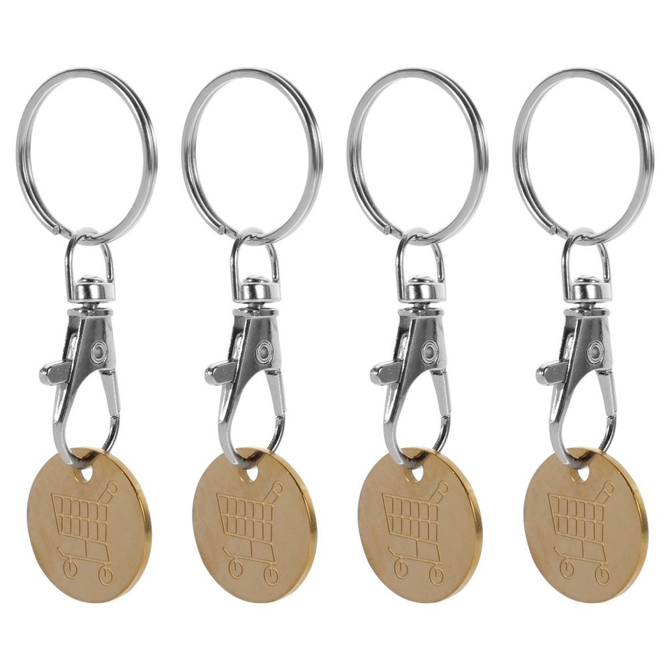 Key Rings With Tokens 4 Pcs Shopping Trolley Pendant Tokens Key Ring Supermarket Cart ...
