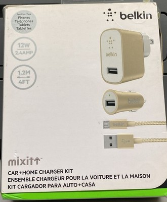 Belkin Mixit Car & Home Charger Kit Samsung (others) 4 ft cord Gold Brand-New