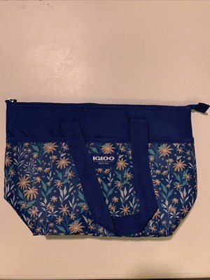 Igloo Insulated Cooler Bag Mini Essential Tote 9 Cans Blue Floral Daisy Fields