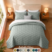 Velvet Bedspread 3 Piece Quilted Coverlet Bed Throw Bedding Set Queen King Size