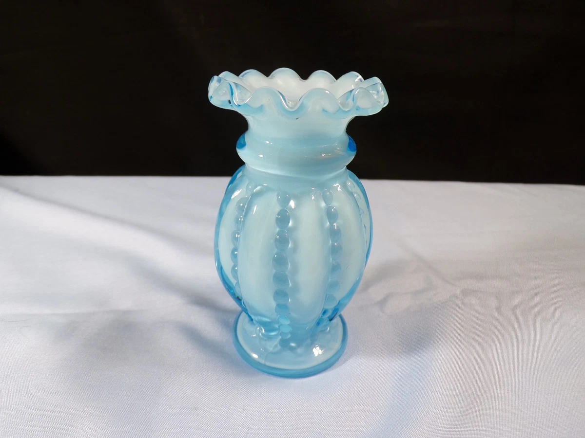 Fenton Blue Melon Vase for sale | eBay