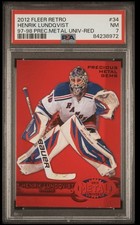 2012-13 Fleer Hockey PMG Red Henrik Lundqvist Precious Metal Gems 12 /100 PSA 7