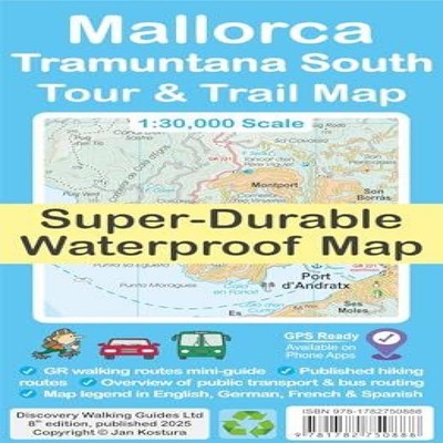 Mallorca - Tramuntana South Tour Trail Map Jan Kostura Sheet map