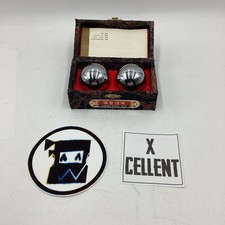 Vintage SHOUXING Yin Yang Stress Relief Relaxation Balls In Black / Gold Case