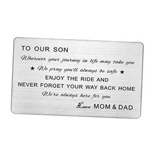 Son Engraved Wallet Card, Our Son Gifts from Mom and 1 Son from Mom and Dad