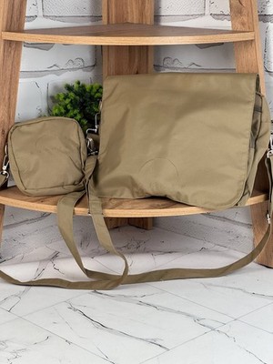 BOGNER Crossbody Bag Messenger 3in1 Nylon Beige Size 16/13in (US TAX PAID)