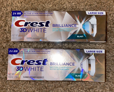 (Lot Of 2) Crest 3D White Brilliance Toothpaste, Blast,  Large 4.6oz Exp 4/2028