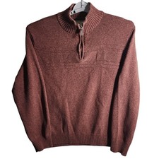 Dockers Mens Sweater XL Red Marled Knit 1/4 Zip Mock Neck Cotton