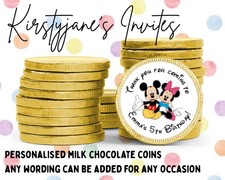 PERSONALISED CHOCOLATE COINS BIRTHDAY PARTYBAG FAVOUR Disney MICKEY MINNIE MOUSE