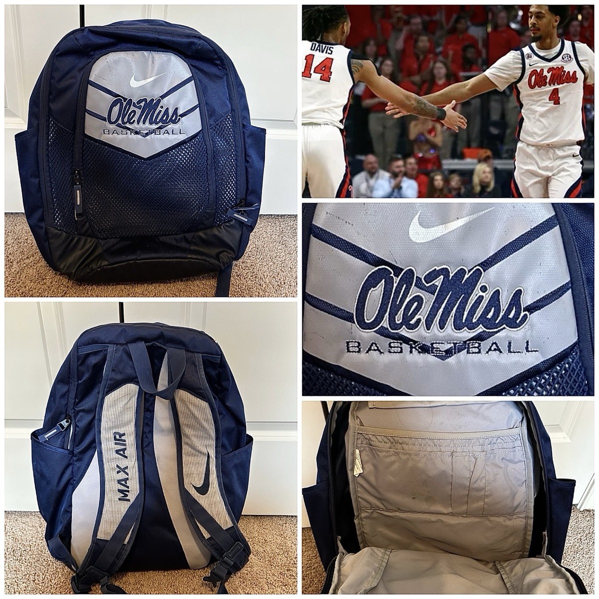 ole miss rebels team Issued Player Basketball Nike Backpack Travel