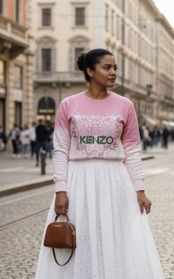 Kenzo Sweat Tiger Pull Femme Rose/blanc 100% Coton Made In France TBE - Photo 1/4