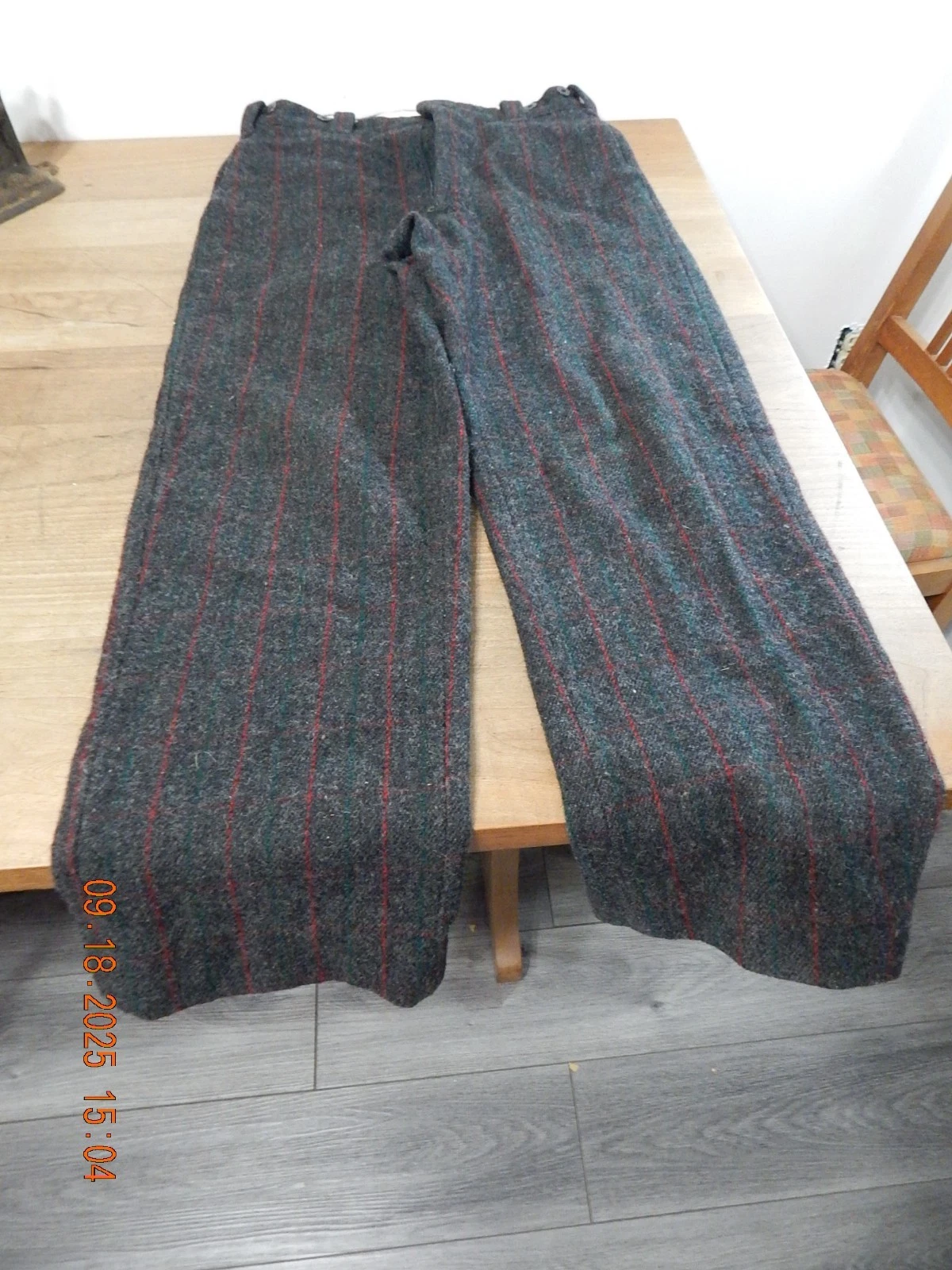 WOOLRICH Pants Mens BLACK Wool Blend RED Plaid Vintage
