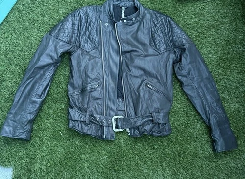 Private Brand AG Black Goat Leather Biker Jacket Quilted Moto XL Japanese Brand - product listing photo